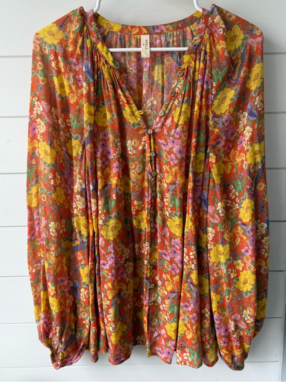 Spell, bohemian floral blouse, medium Anthropologie